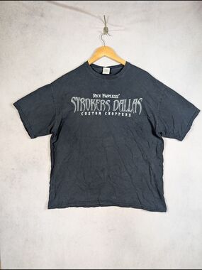 Rick Fairless Strokers Dallas T Shirt Men's Size XL Black Custom Choppers Skull